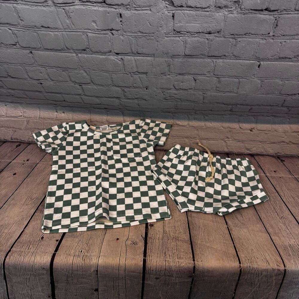 Little One Shop Checker Print 2 Piece Outfit